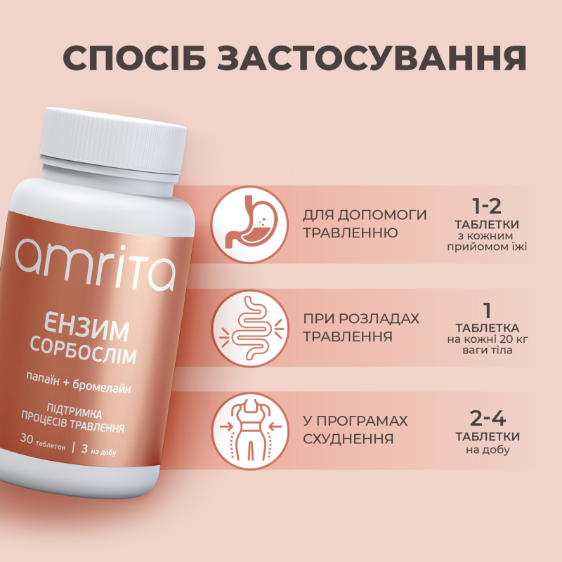 Энзим Сорбослим, папаин + бромелайн - изображение 6 Энзим Сорбослим, папаин + бромелайн | Amrita - изображение 6