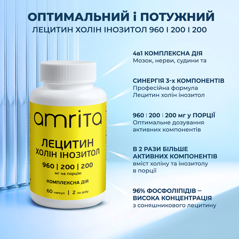 Лецитин Холин Инозитол, усиленная формула 960/200/200 мг | Amrita - изображение 8